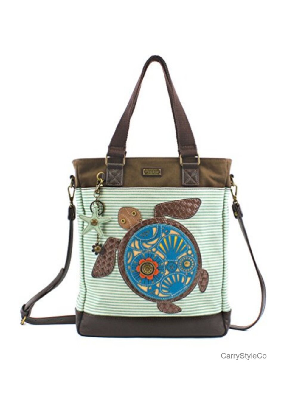 Canvas Faux Leather Tote with Detachable Crossbody Strap Work Bag
